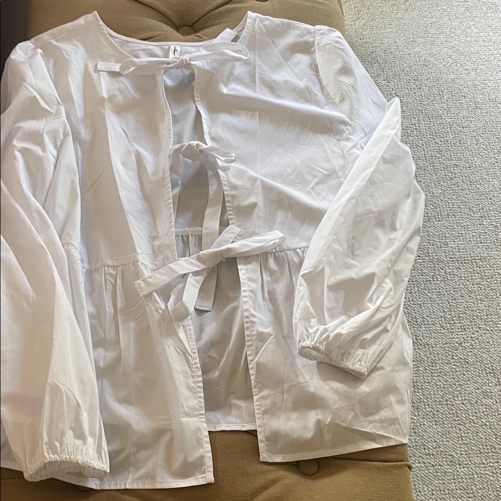 Chic White Tie-Front Women's Blouse